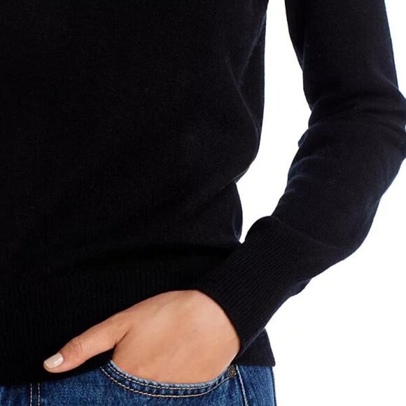 Aqua Cashmere Black Puff Sleeve Crewneck Sweater Size S NWT - Picture 4 of 6